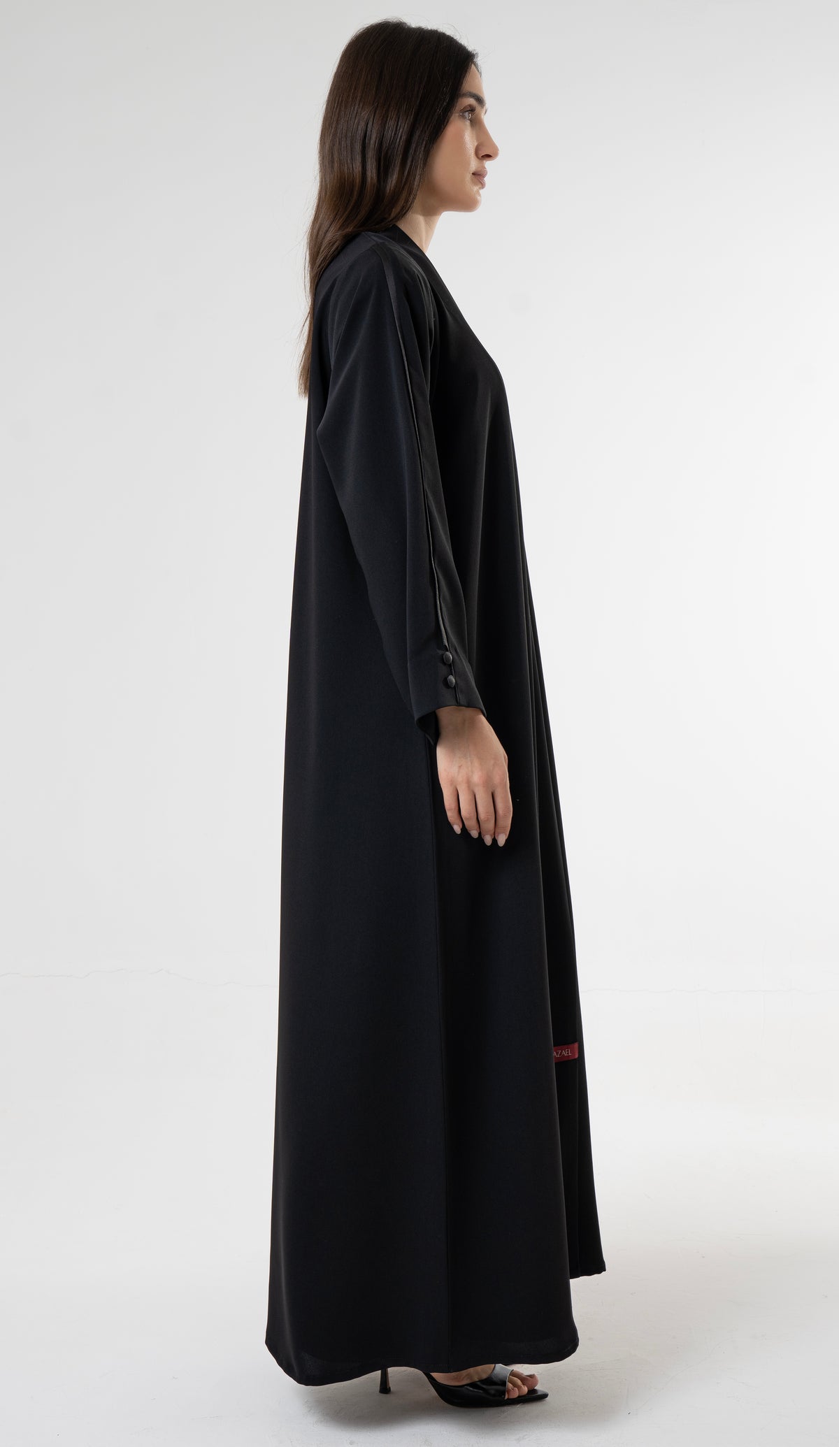Black Abaya with Satin - Finish Button Details