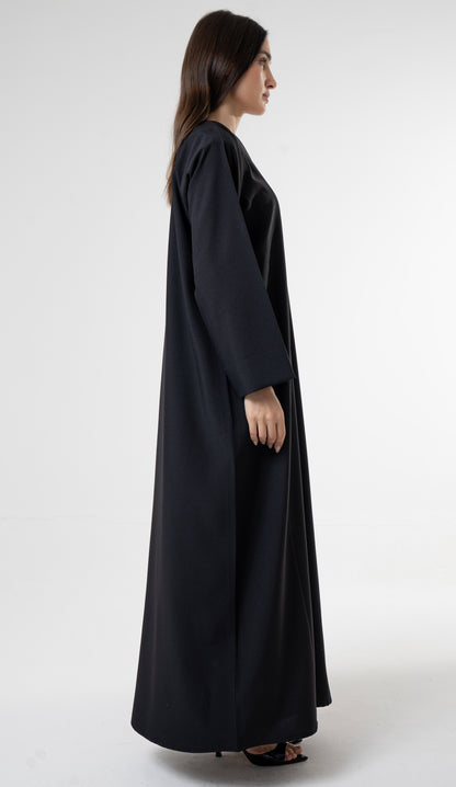 Black Abaya with Double Buckle Detail