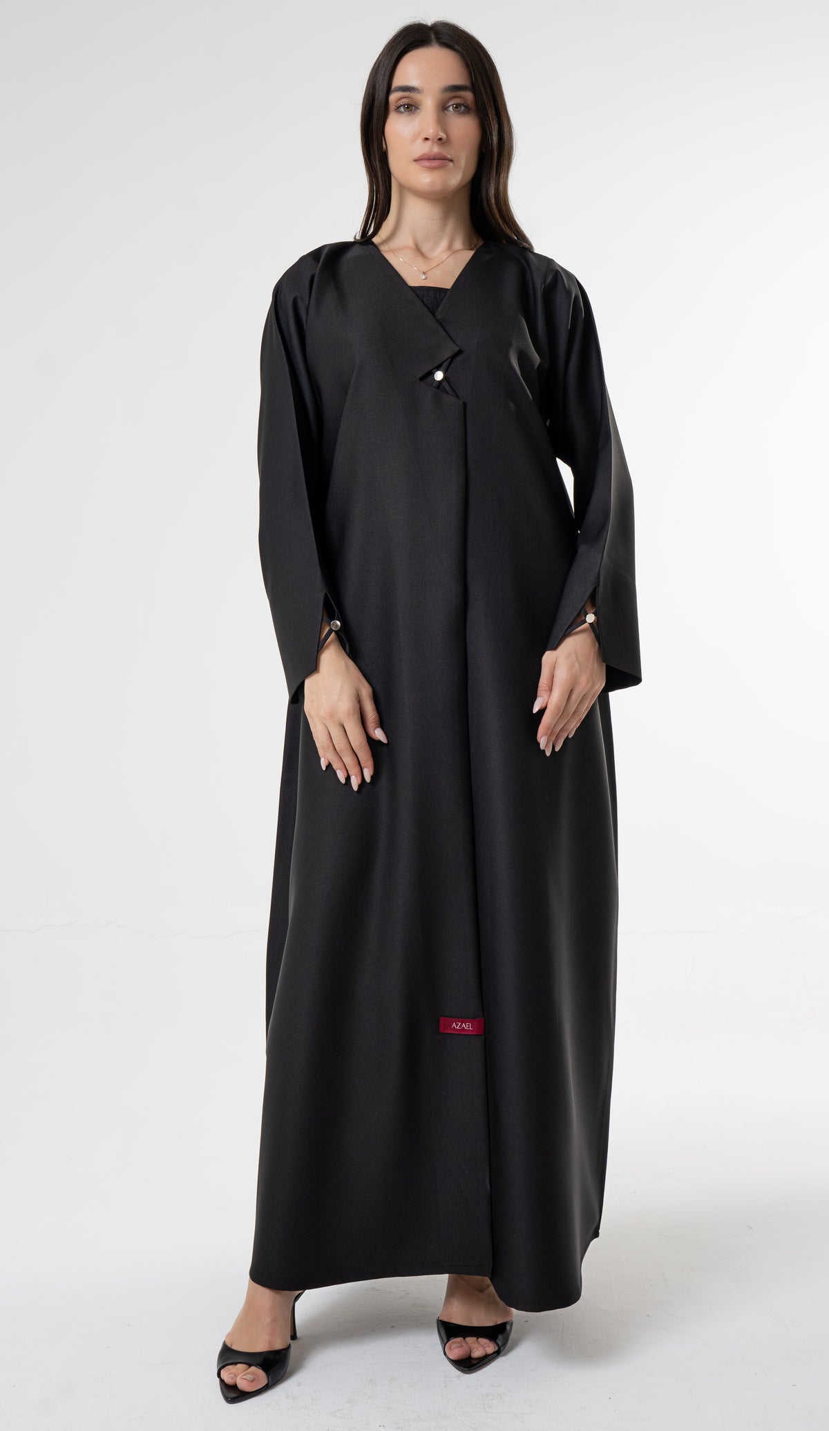 Black Abaya with Metallic Button Details