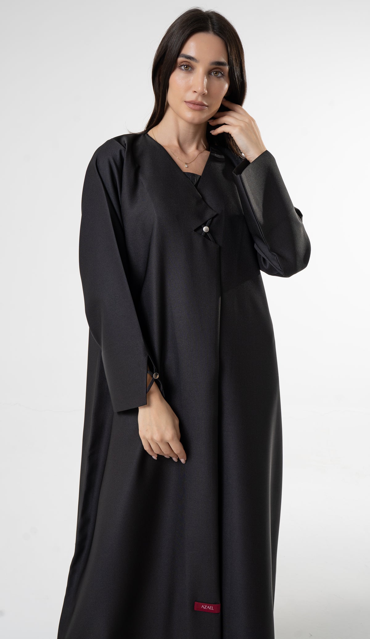 Black Abaya with Metallic Button Details