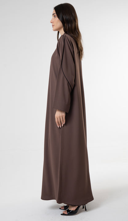 Brown Abaya with Contrast Piping