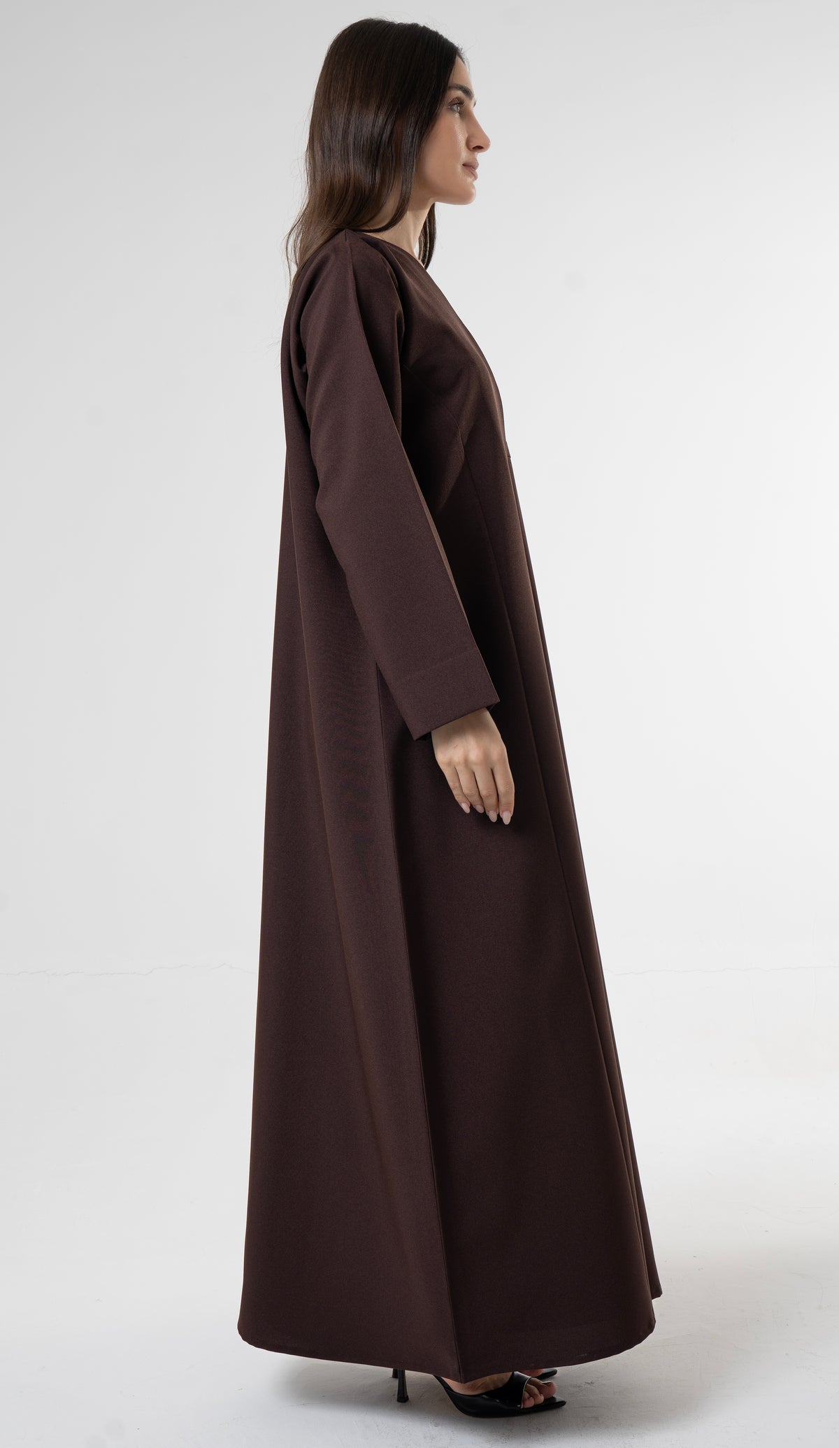 Brown Abaya with Double Buckle Detail