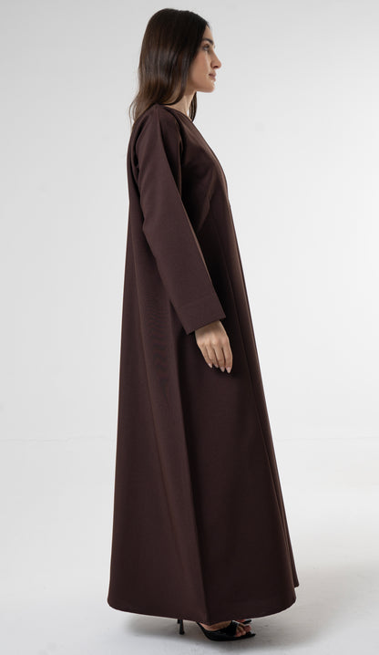 Brown Abaya with Double Buckle Detail