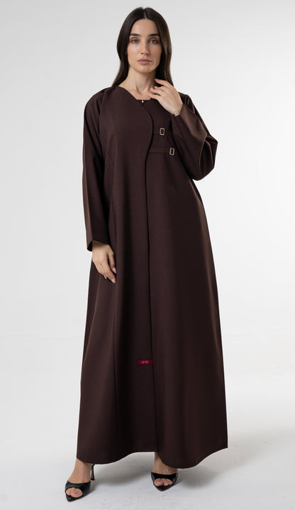 Brown Abaya with Double Buckle Detail
