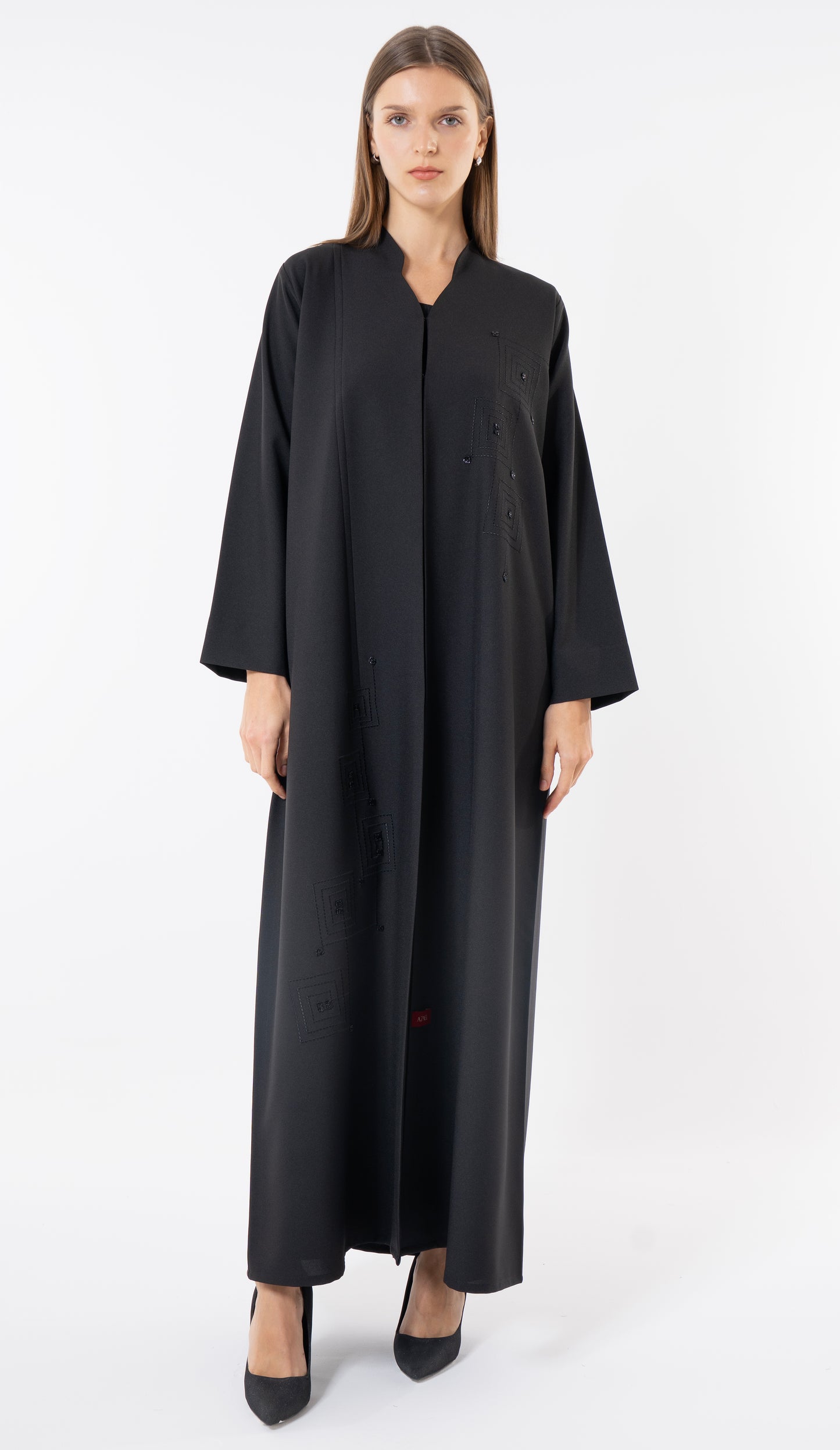 Black Abaya Thread Embroidery With Beads