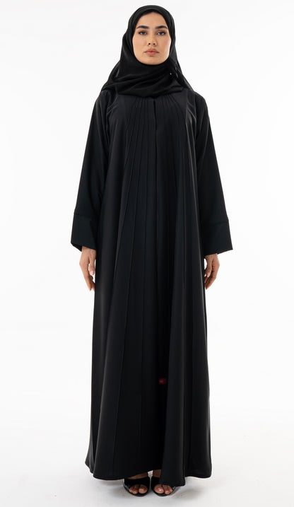 Elegant Pin-tuck Detailing On The Front Panel Of The Abaya