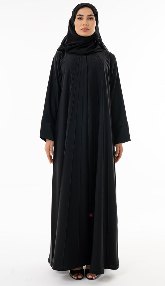 Elegant Pin-tuck Detailing On The Front Panel Of The Abaya