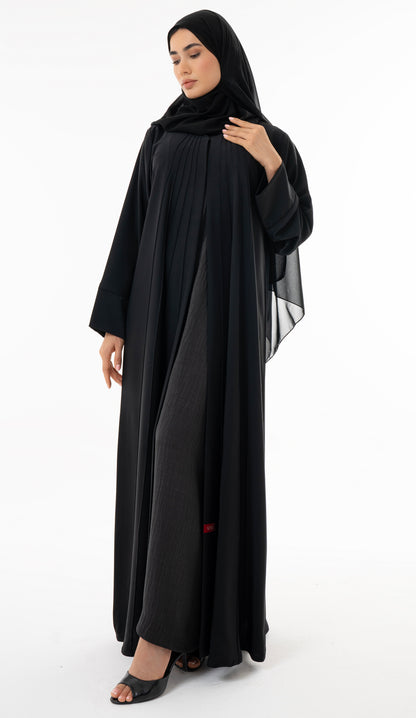 Elegant Pin-tuck Detailing On The Front Panel Of The Abaya