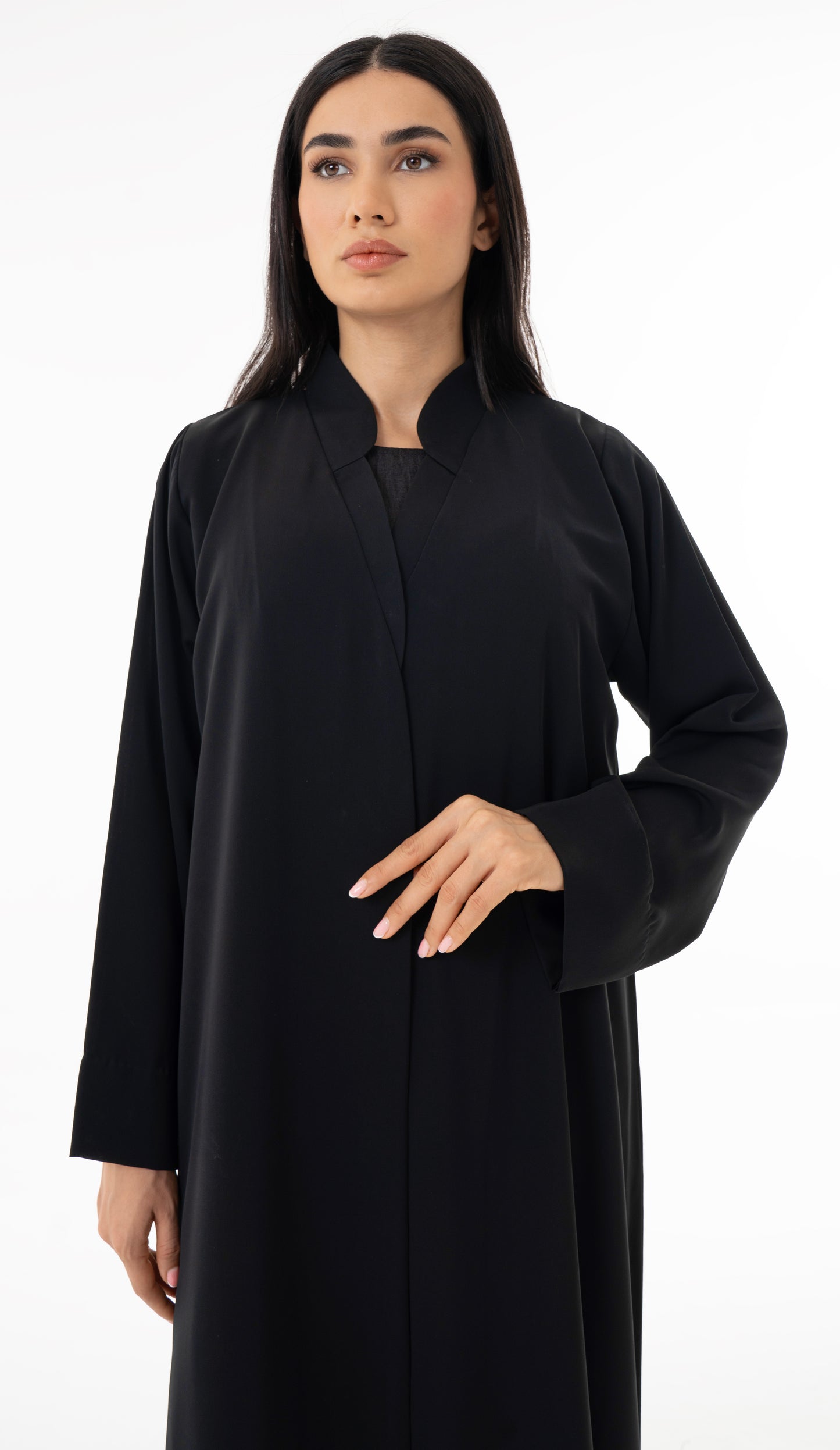 Layered Sleek Collar Front Panel Abaya