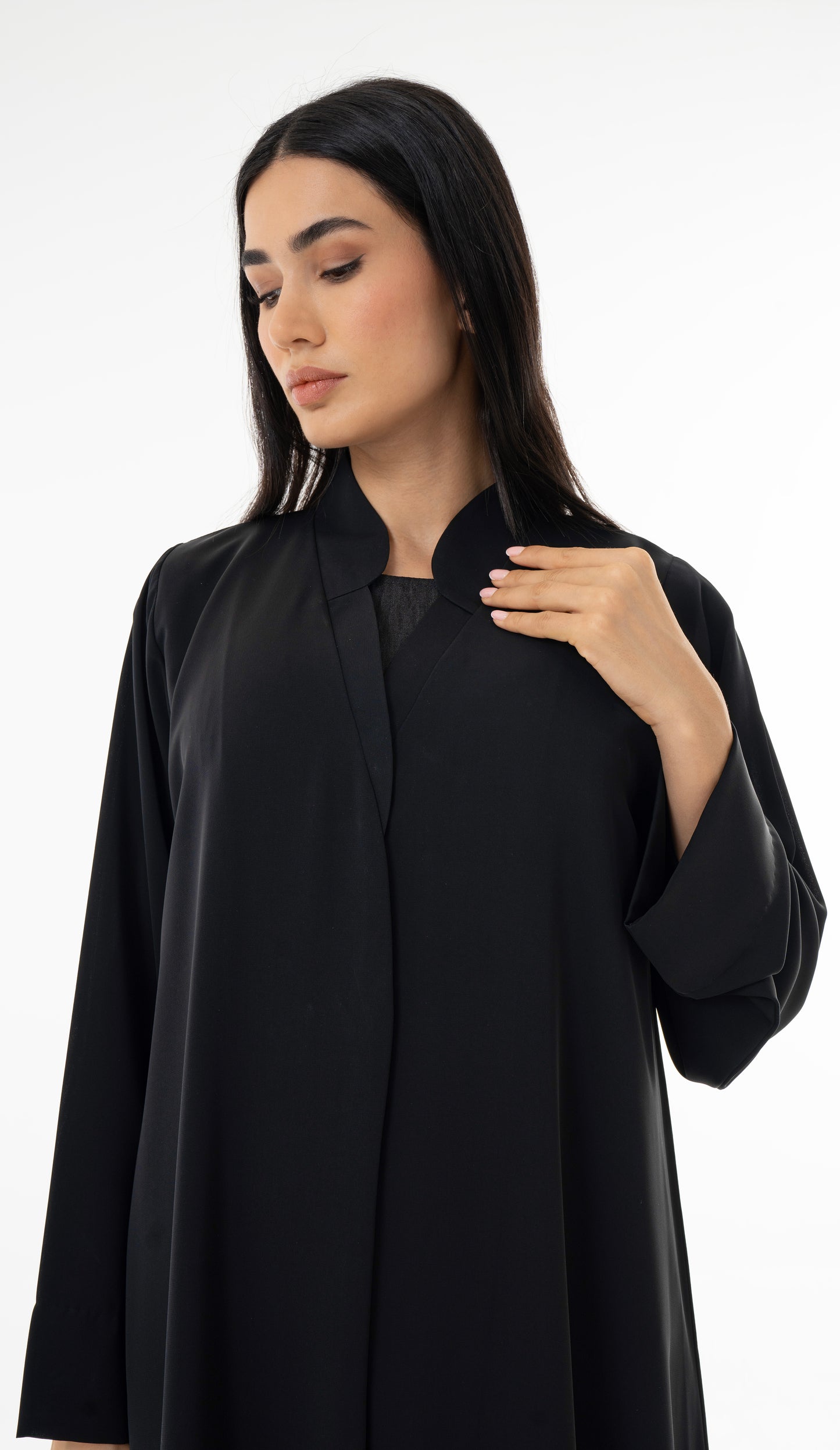 Layered Sleek Collar Front Panel Abaya