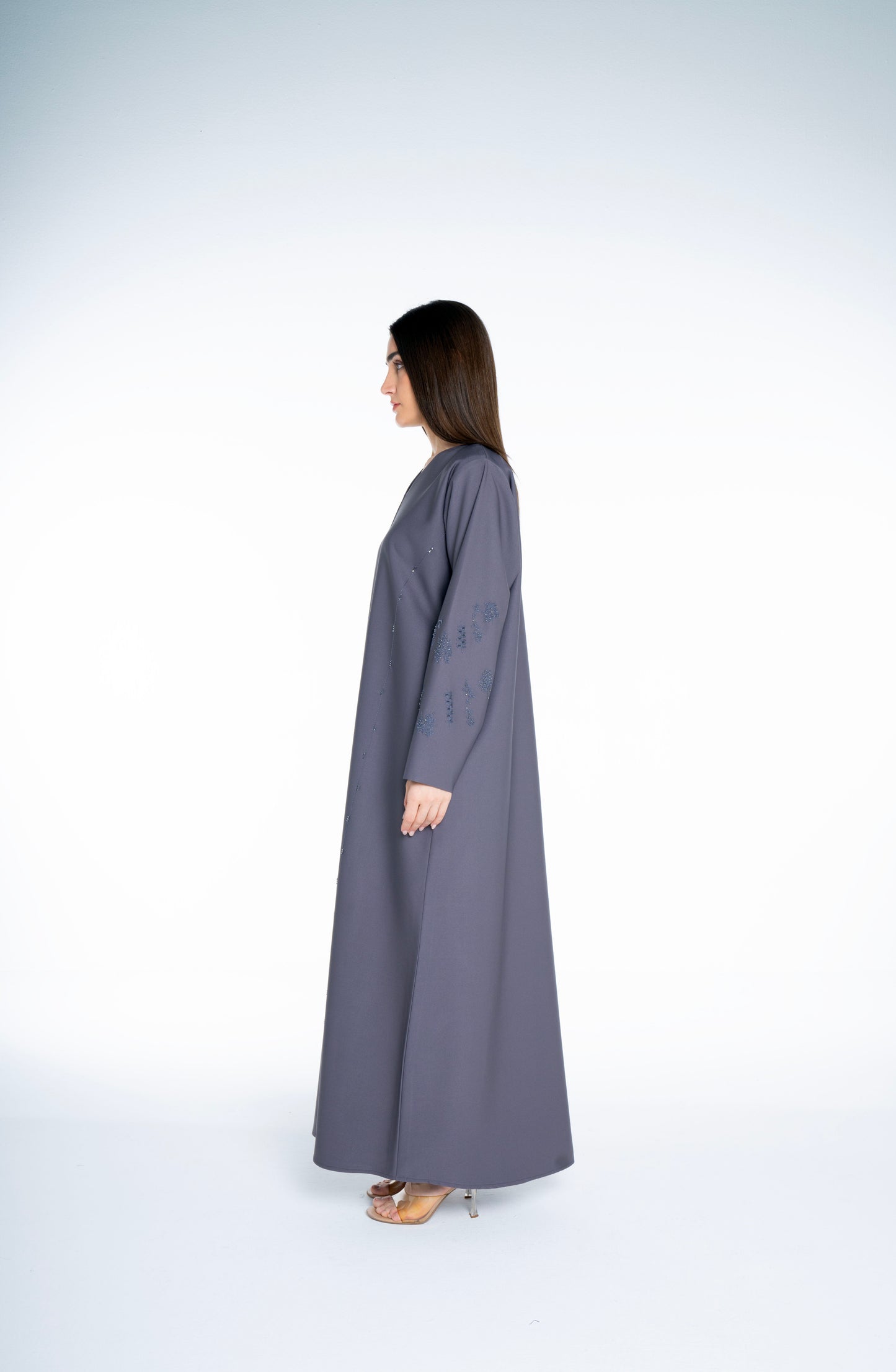 Minimal embellished  Grey  Abaya