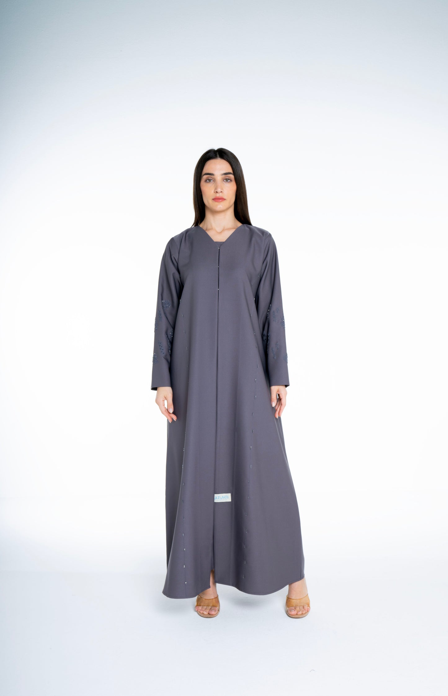 Minimal embellished  Grey  Abaya