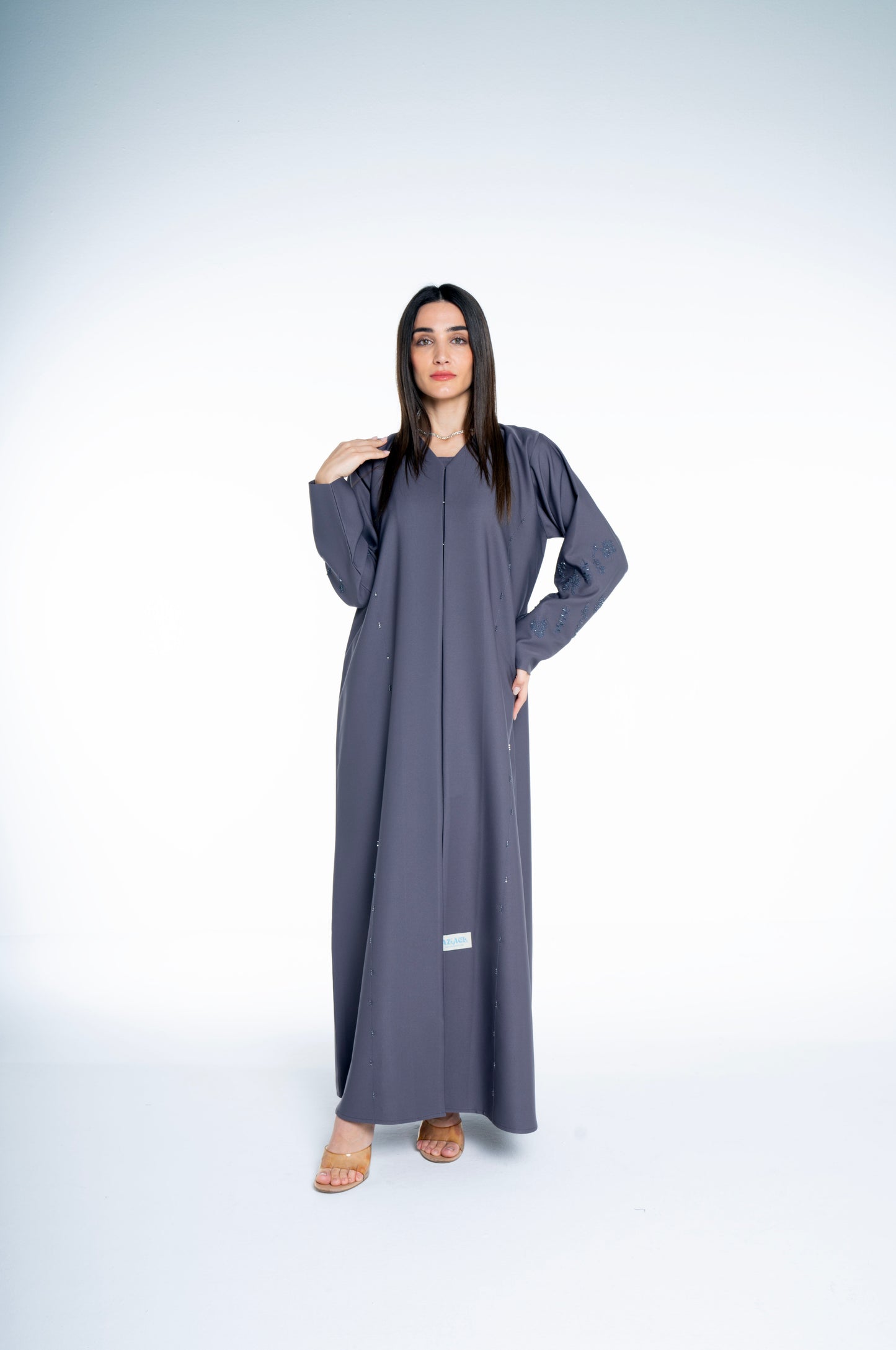 Minimal embellished  Grey  Abaya