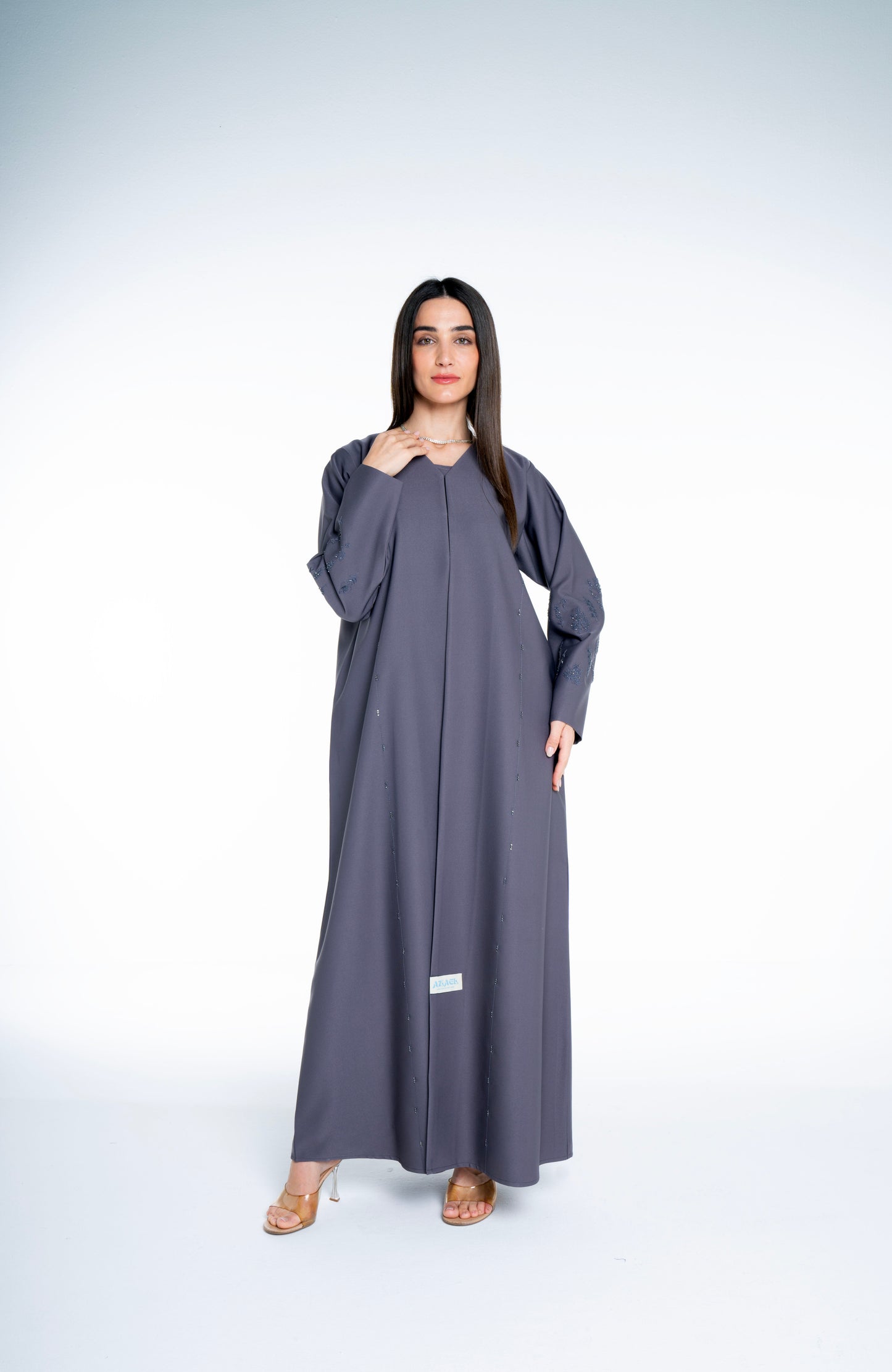 Minimal embellished  Grey  Abaya