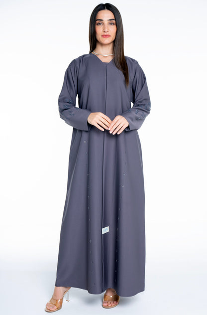 Minimal embellished  Grey  Abaya