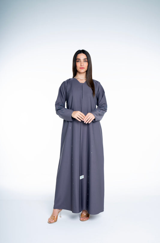 Minimal embellished  Grey  Abaya