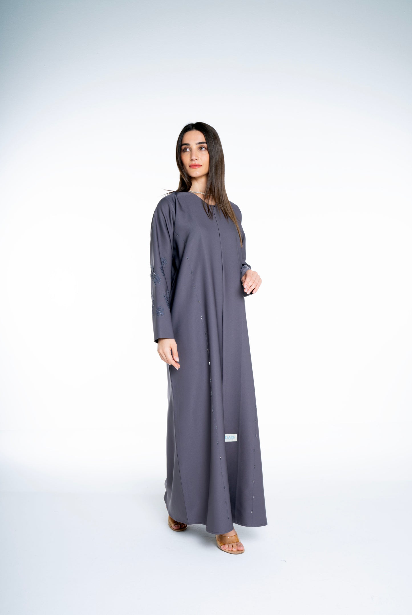 Minimal embellished  Grey  Abaya