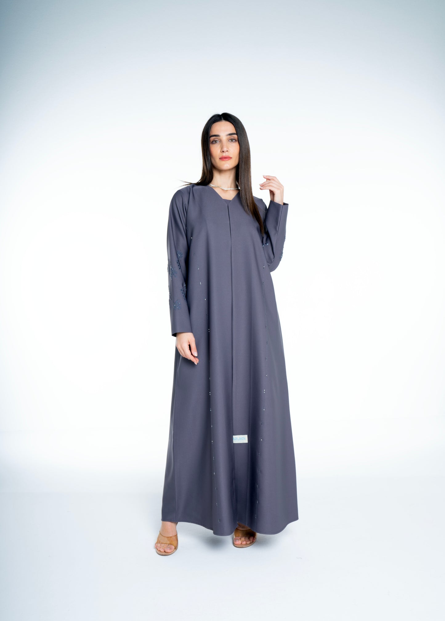Minimal embellished  Grey  Abaya