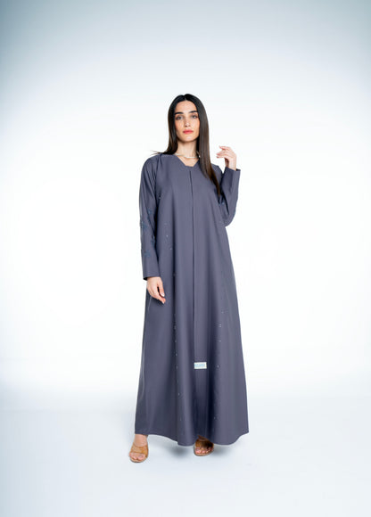 Minimal embellished  Grey  Abaya