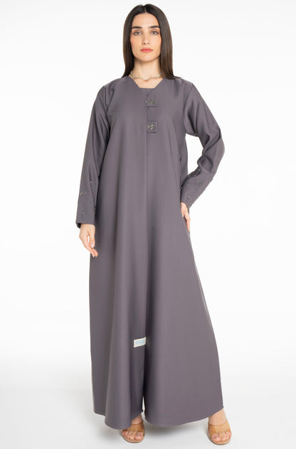 Minimal embellished  Grey Abaya