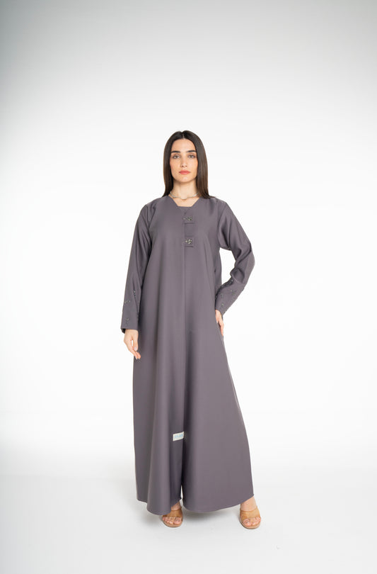 Minimal embellished  Grey Abaya