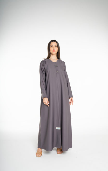 Minimal embellished  Grey Abaya