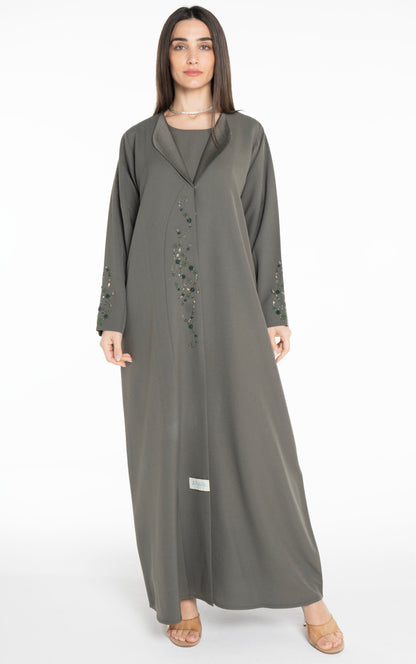 Minimal embellished  Green Abaya