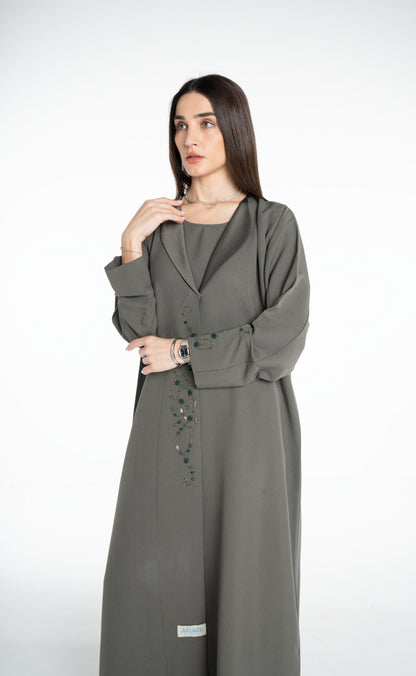 Minimal embellished  Green Abaya