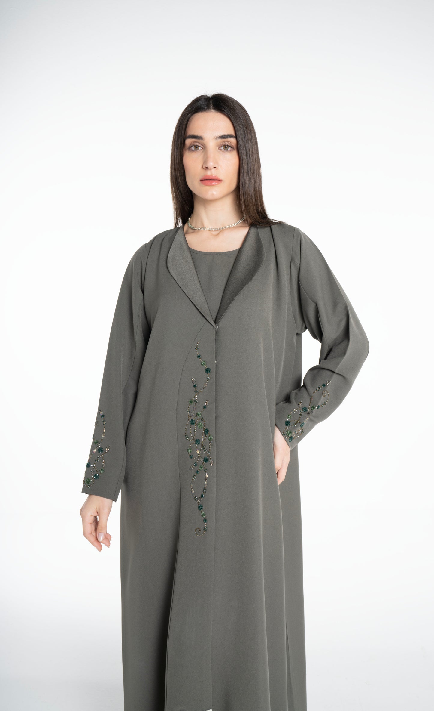 Minimal embellished  Green Abaya