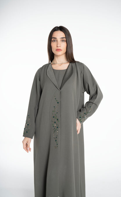 Minimal embellished  Green Abaya