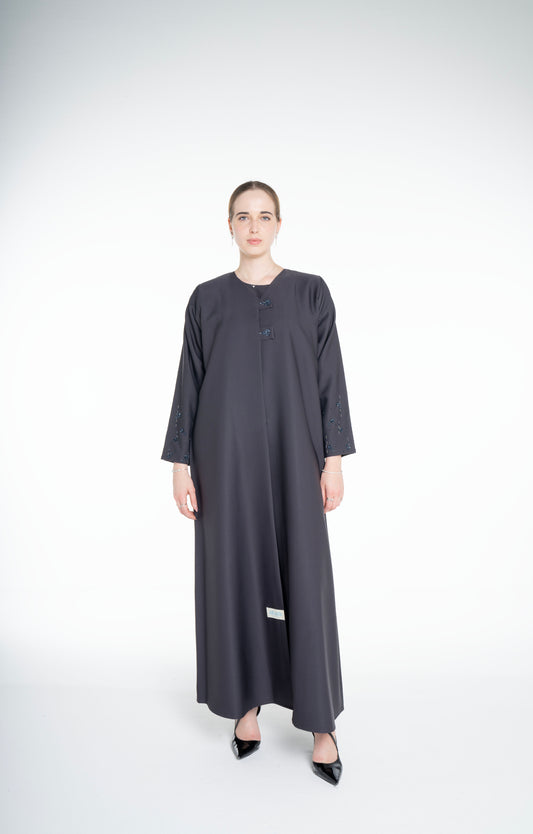 Embellished  grey Abaya