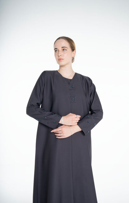 Embellished  grey Abaya