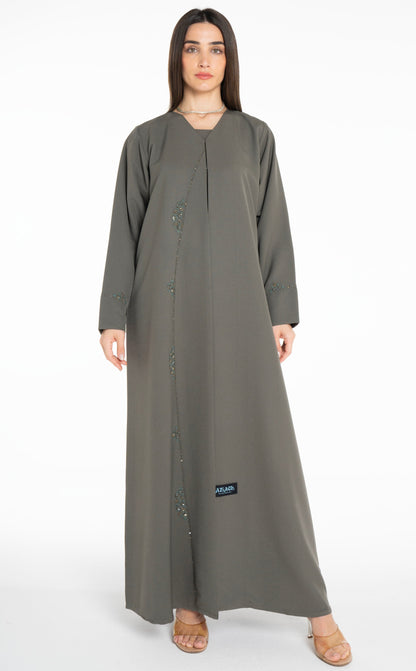 Lux Embellished  Green Abaya