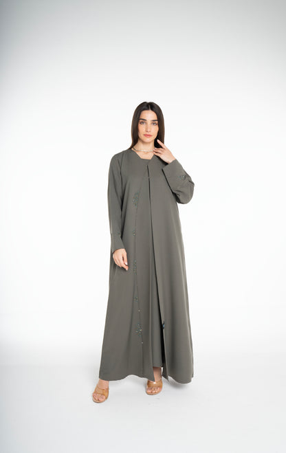 Lux Embellished  Green Abaya