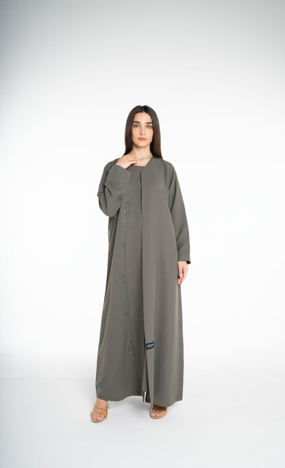 Lux Embellished  Green Abaya