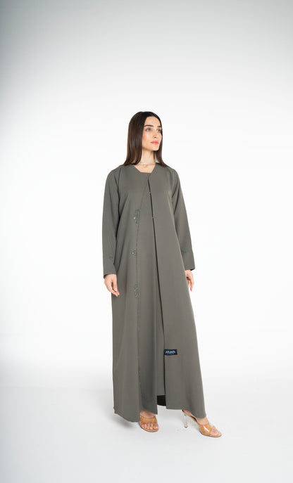 Lux Embellished  Green Abaya