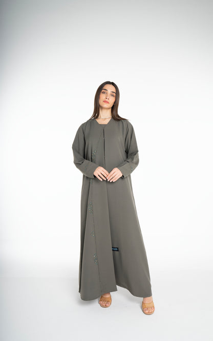 Lux Embellished  Green Abaya