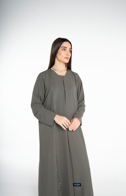 Lux Embellished  Green Abaya