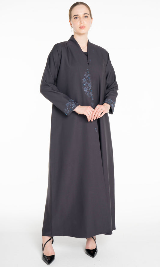 Minimal Embellished  Grey Abaya