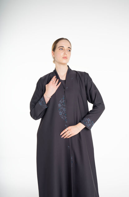Minimal Embellished  Grey Abaya