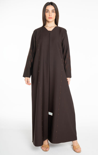 Minimal embellished  Brown  Abaya