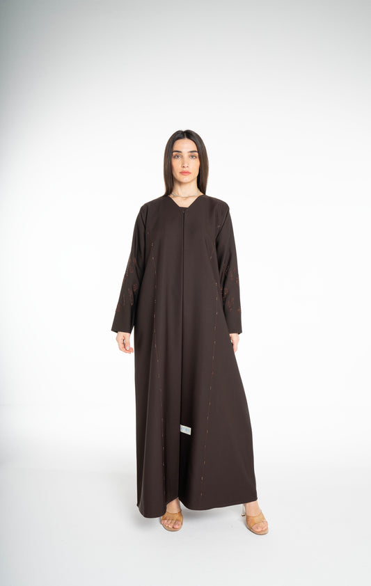 Minimal embellished  Brown  Abaya