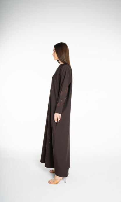 Minimal embellished  Brown  Abaya