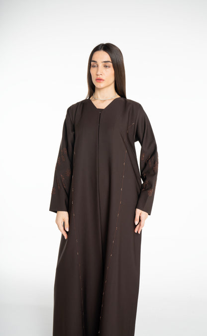 Minimal embellished  Brown  Abaya