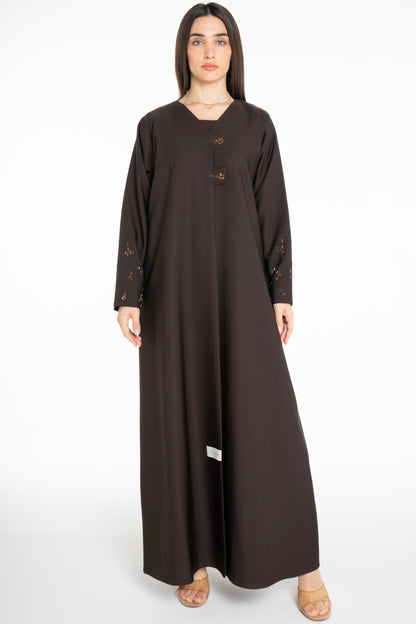 Minimal embellished  Brown Abaya