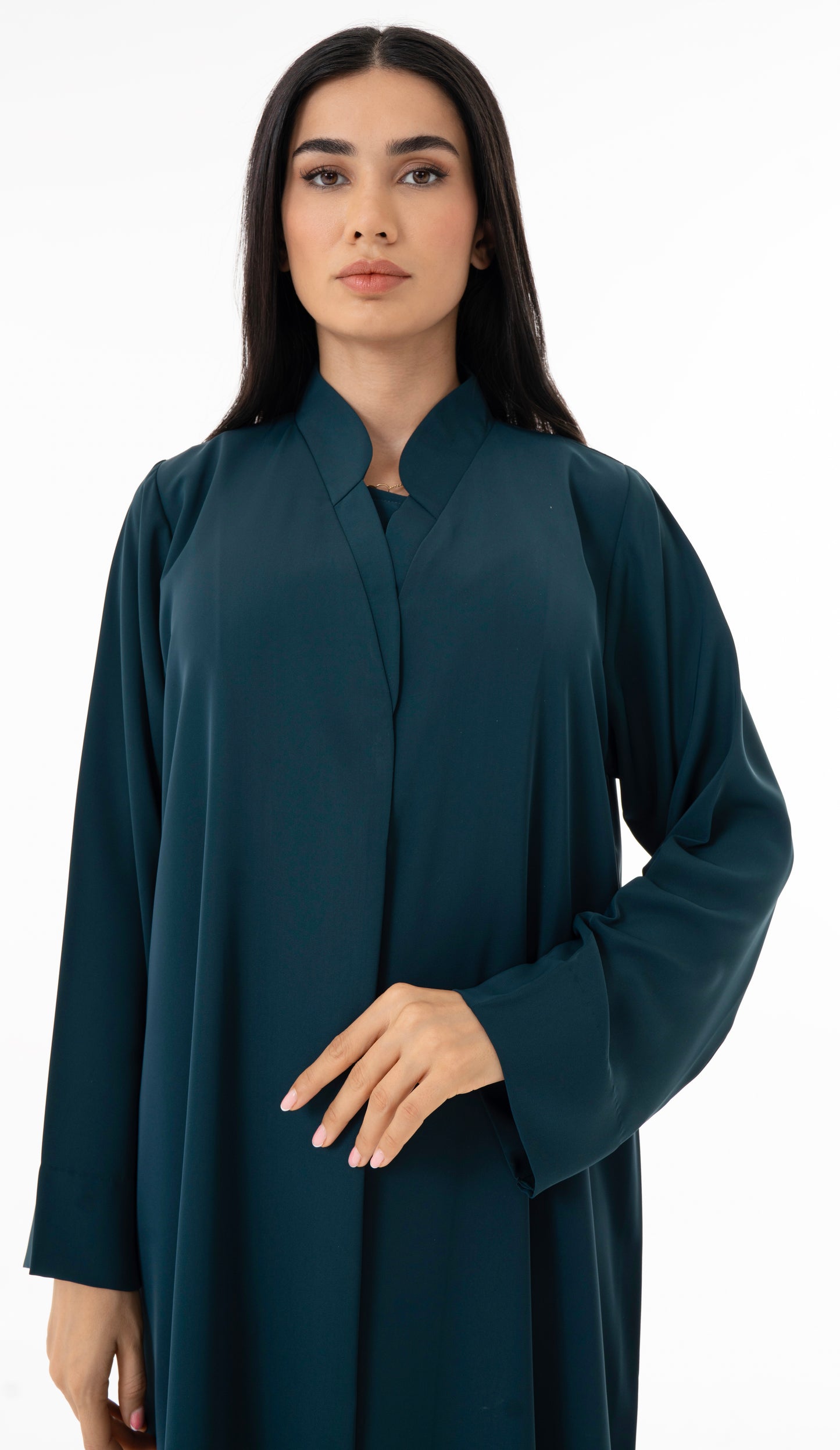 Layered Sleek Collar Front Panel Abaya