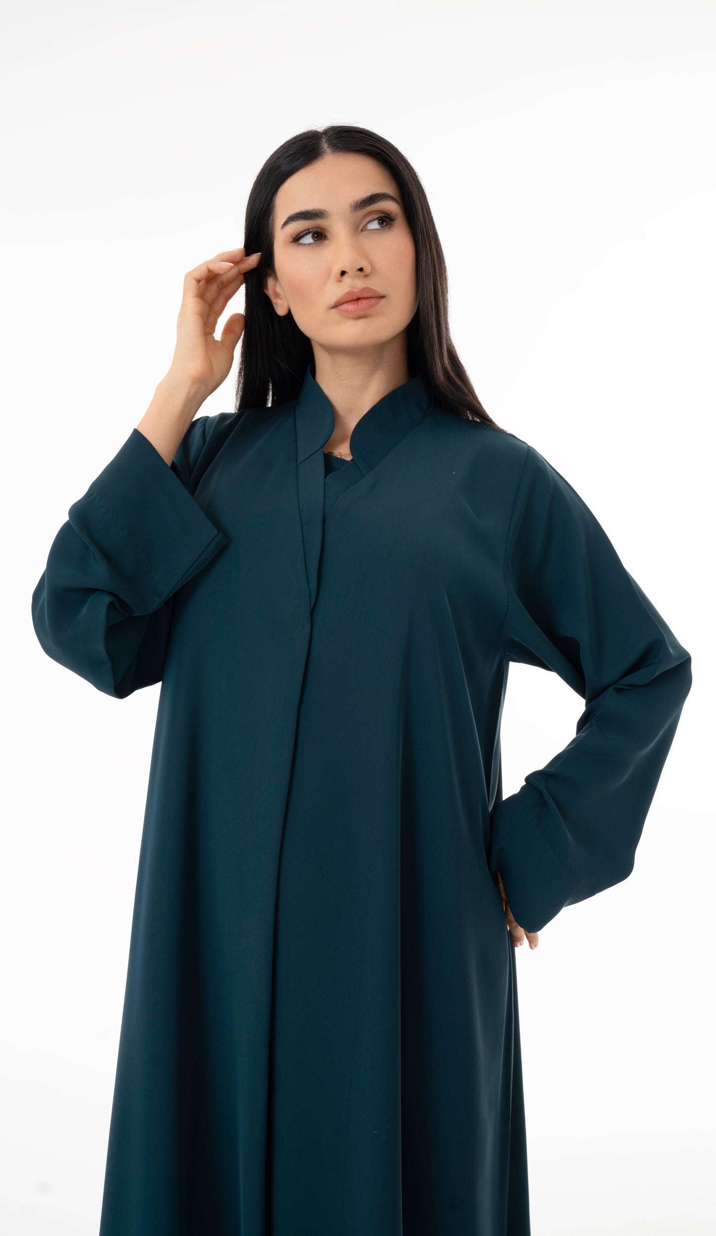 Layered Sleek Collar Front Panel Abaya