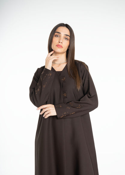 Minimal embellished  Brown Abaya