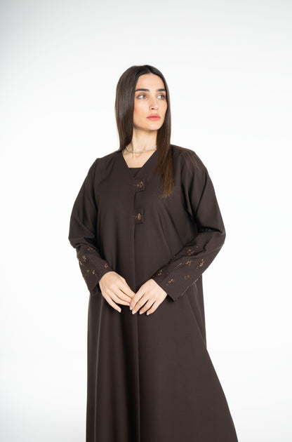 Minimal embellished  Brown Abaya
