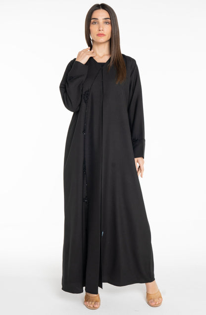 Minimal embellished  Black Abaya